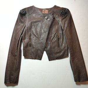 Blue Bird Vegan Leather Moto Jacket 